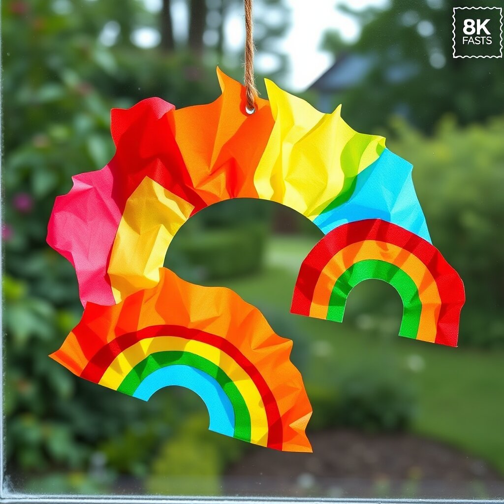 Rainbow Tissue Paper Suncatchers